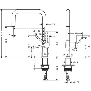 Hansgrohe Talis M54 Eviye Bataryası Mat Siyah 72806670 - 2