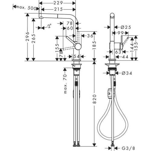 Hansgrohe Talis M54 Eviye Bataryası Spiralli-Mat Siyah 72808670 - 2