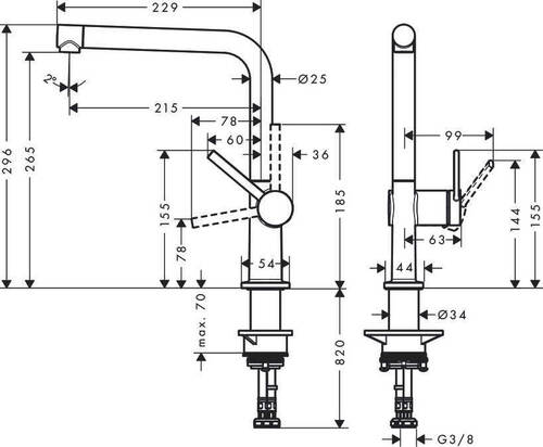 Hansgrohe Talis M54 Eviye Bataryası Mat Siyah 72804670 - 2