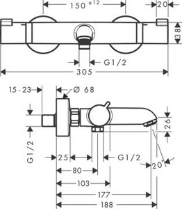 Hansgrohe Termostatik Banyo Bataryası 13114000 - 2