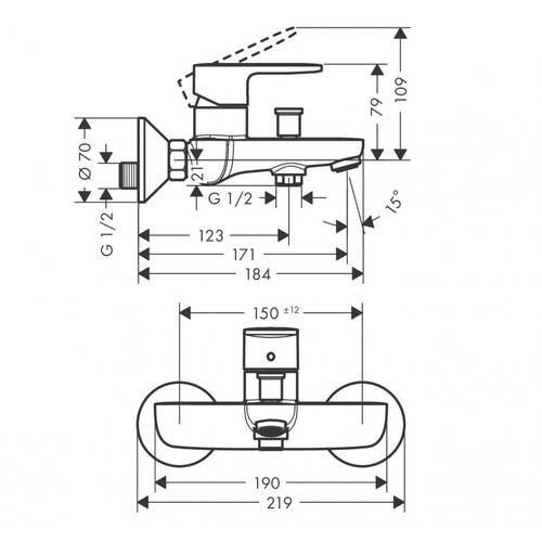 Hansgrohe Vernis Blend Banyo Bataryası Mat Siyah 71440670 - 2