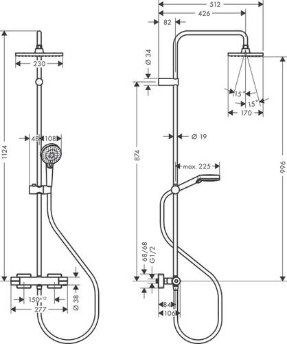 Hansgrohe Vernis Shape Termostatik Duş Kolonu Mat Siyah 26286670 - 2