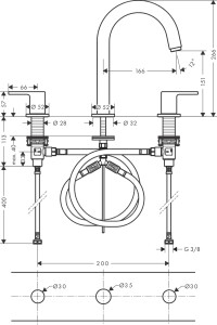 Hansgrohe Vernis Shape Üç Delikli Lavabo Bataryası 71563000 - 2