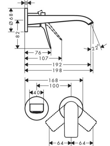 Hansgrohe Vivenis Ankastre Lavabo Bataryası Şelale Akışlı Mat Bronz 75050140 - 2
