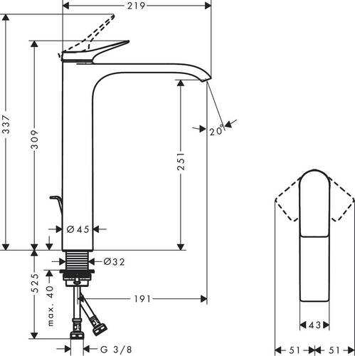 Hansgrohe Vivenis Çanak Lavabo Bataryası Şelale Akışlı 75040000 - 4