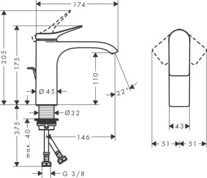 Hansgrohe Vivenis Lavabo Bataryası Şelale Akışlı Mat Bronz 75020140 - 2