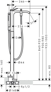 Hansgrohe Vivenis Yerden Küvet Bataryası 75445000 - 2