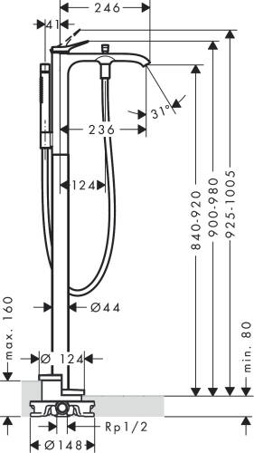 Hansgrohe Vivenis Yerden Küvet Bataryası 75445000 - 2