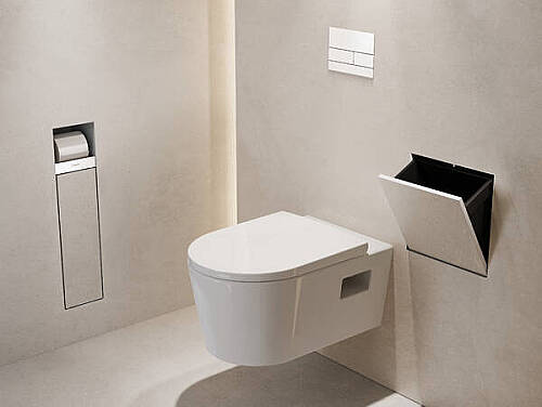 Hansgrohe XtraStoris Rock Ankastre Çöp Kovası Seramik Kaplanabilir Kapak Mat Beyaz 56089700 - 2