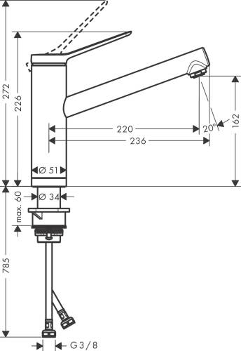 Hansgrohe Zesis M33 Eviye Bataryası pencere önü montaj 1jet 74805000 - 3