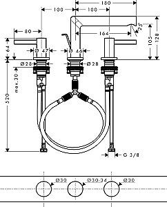 Hansgrohe Zesis S 3 Delikli Lavabo Bataryası Kumandalı 74733000 - 3